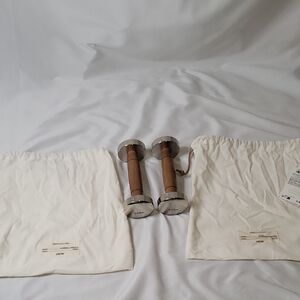 Zara OAK WOOD AND STEEL DUMBBELLS WITH DUSTBAGS